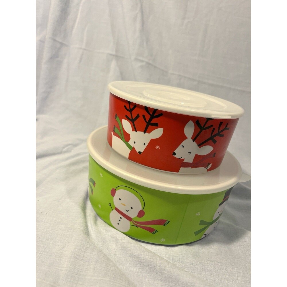Holiday Red & Green Christmas Cookie Container Set